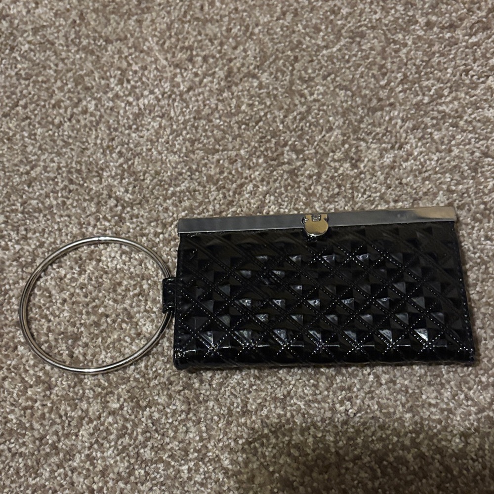 Black Quilted Wristlet Clutch